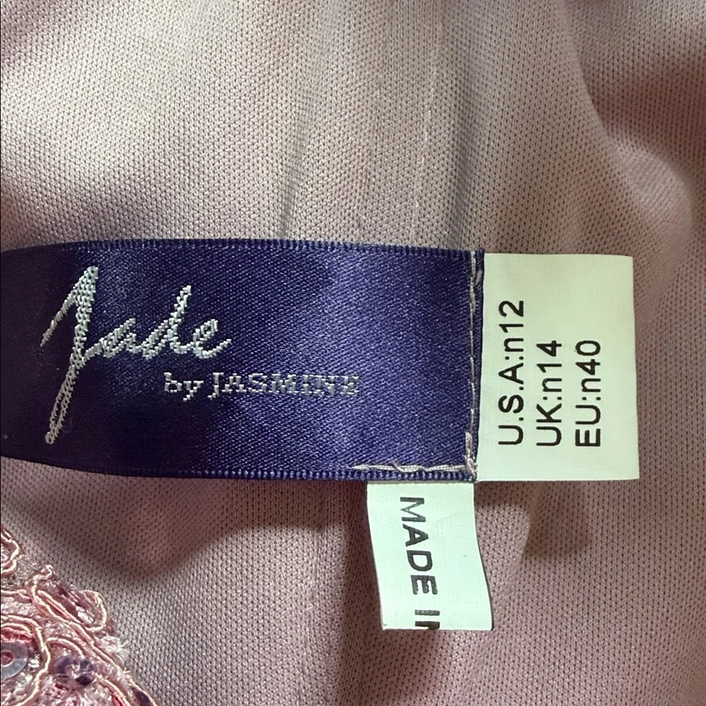 Dusty Rose Lace Top Chiffon Evening Dress - Picture 5 of 5